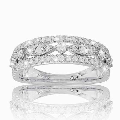 Zlatý prsteň s bielymi zafírmi / diamantmi RE3805b